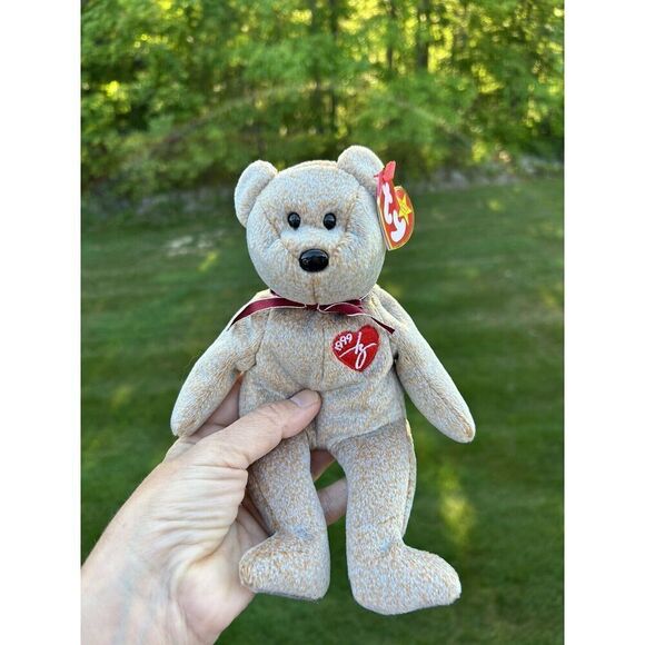 TY Beanie Baby 1999 SIGNATURE TEDDY Bear WITH ERRORS HANG TAG-RARE-RETIRED - Picture 1 of 6